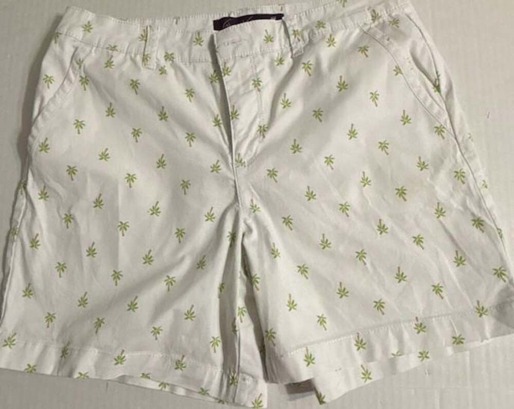 Gloria Vanderbilt Palm Tree Shorts Size 8 White Tropical